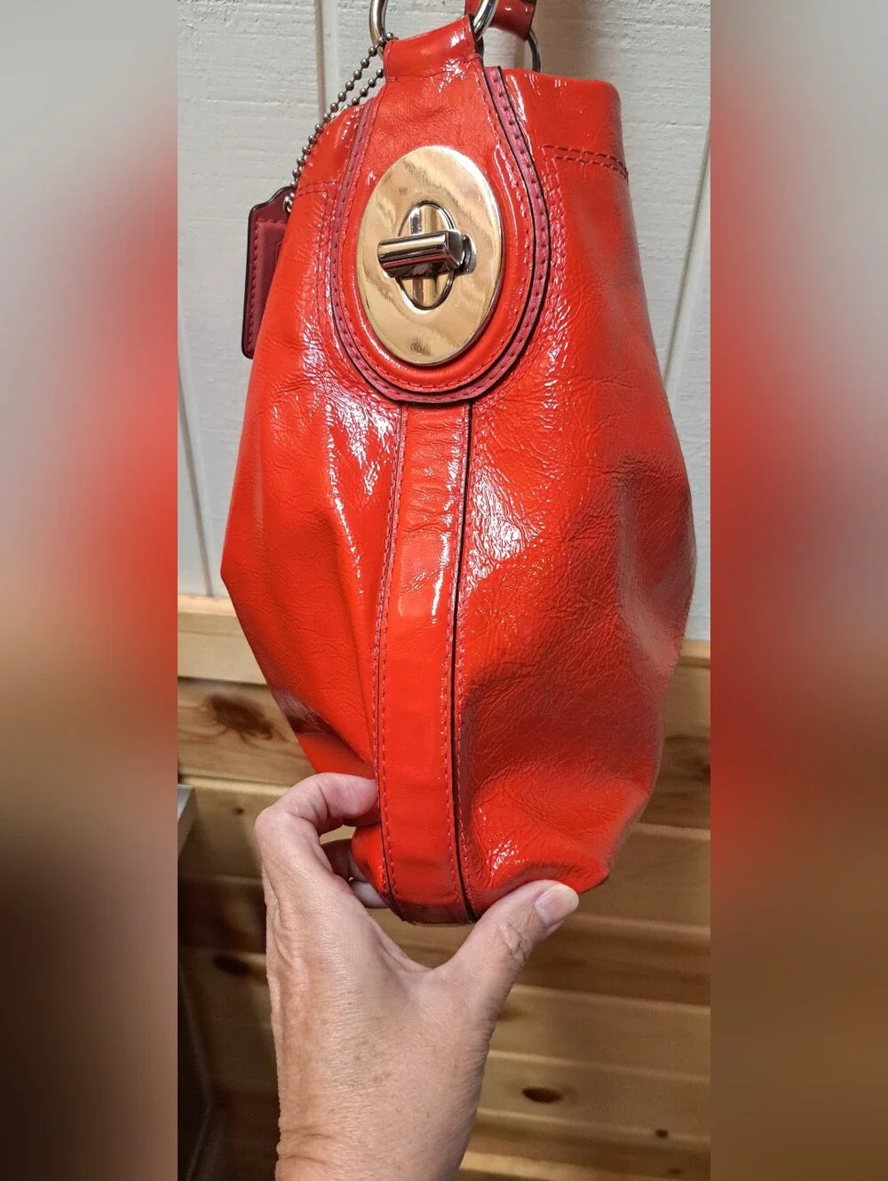 Vtg Gorgeous Coach Peyton Handbag Hobo Purse RED Patent Leather Y2K Read